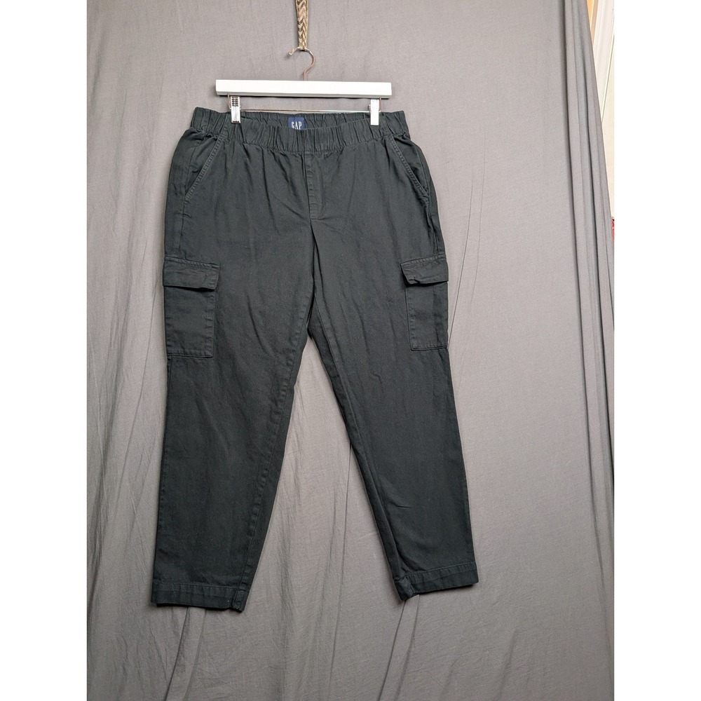 Gap‎ Women's L Black Twill Cargo Pants With Elastic Waist